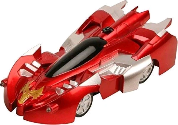 Patna Toys Gravity Defying RC Car Wall Climbing Remote Control Anti Ceiling Racing Toy, Dual Mode 360° Rotating LED Head RC Stunt Car (RED)
