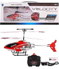 Patna Toys Remote Control Velocity Flying Helicopter with Unbreakable Blades, Infrared Sensors & Light, 2D/2.5D Transmitter Chargeable Helicopter Toy for Kids
