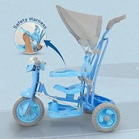 DASH Dash Vega Kids Musical Tricycle with Rear Storage Basket, Foot Rest, Back Support, Adjustable Canopy & Parent Control Push Handle, Capacity Upto 20 kg for Kids (1 to 4 Years, Blue)