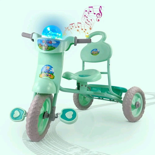 DASH Dash Vega Kids Musical Tricycle with Rear Storage Basket, Foot Rest, Back Support, Adjustable Canopy & Parent Control Push Handle, Capacity Upto 20 kg for Kids (1 to 4 Years, Green)



