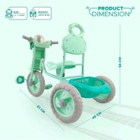 DASH Dash Vega Kids Musical Tricycle with Rear Storage Basket, Foot Rest, Back Support, Adjustable Canopy & Parent Control Push Handle, Capacity Upto 20 kg for Kids (1 to 4 Years, Green)


