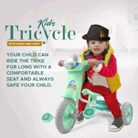 DASH Dash Vega Kids Musical Tricycle with Rear Storage Basket, Foot Rest, Back Support, Adjustable Canopy & Parent Control Push Handle, Capacity Upto 20 kg for Kids (1 to 4 Years, Green)


