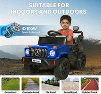Hot Garage Battery Jeep for Kids 1 to 6 Years | Driving Electric Car Toy Ride on 4x4 Motors | Loading Capacity of 50 Kg | Bluetooth Music Player | Battery Car - Remote Control Manual Steering Drive (Blue)