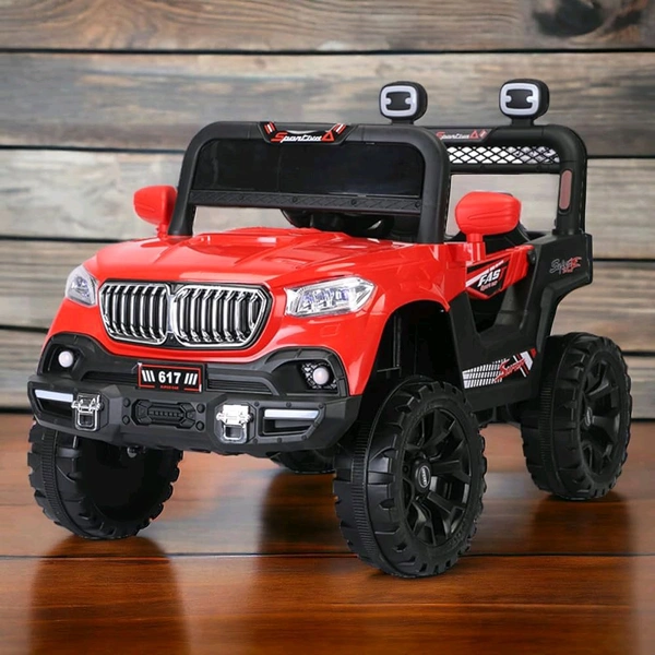 Hot Garage 12V Kids 4X4 Battery Operated Ride On BMW-617 Jeep with Windshield Light, Music & Remote Control (Red)
