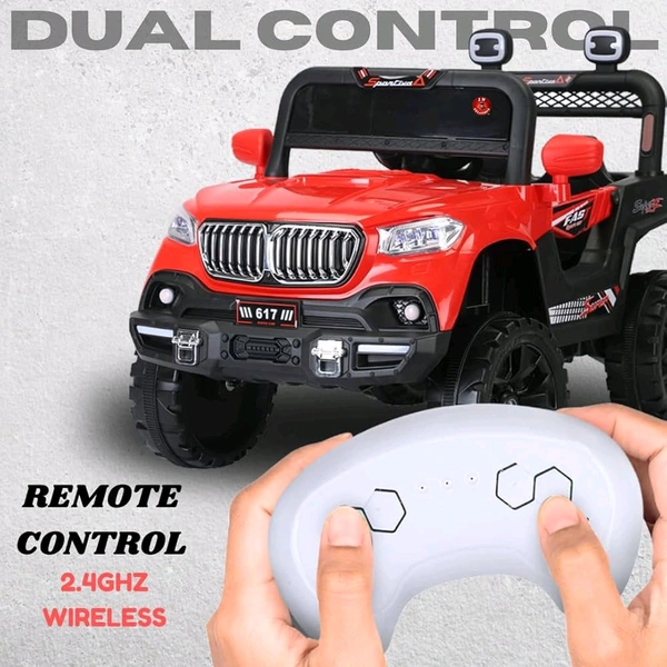 Hot Garage 12V Kids 4X4 Battery Operated Ride On BMW-617 Jeep with Windshield Light, Music & Remote Control (Red)