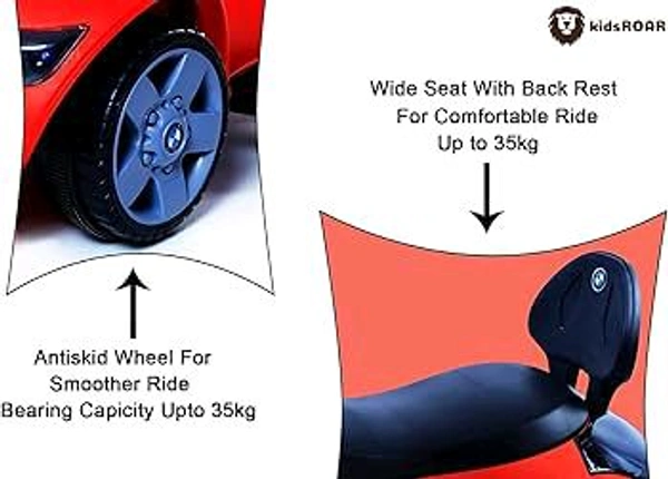 Hot Garage Kids car Battery Operated with USB & Bluetooth Support Music System | Electric Car for Kids Foot Accelerator | Without Remote Control | for 1 Year to 5 Year Kids | Best Gifting Item (Red)