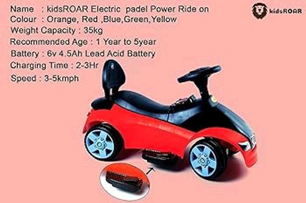 Hot Garage Kids car Battery Operated with USB & Bluetooth Support Music System | Electric Car for Kids Foot Accelerator | Without Remote Control | for 1 Year to 5 Year Kids | Best Gifting Item (Red)