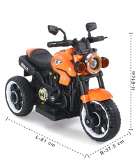 Hot Garage 6V Battery Operated Electric Ride-On Motorcycle for Kids UT-104 | Music Panel, USB Support, LED Lights | 1–5 Years (Orange)

