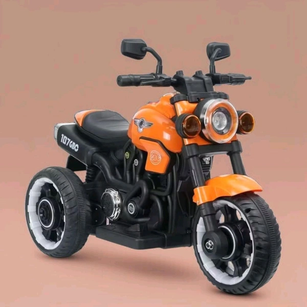 Hot Garage 6V Battery Operated Electric Ride-On Motorcycle for Kids UT-104 | Music Panel, USB Support, LED Lights | 1–5 Years (Orange)

