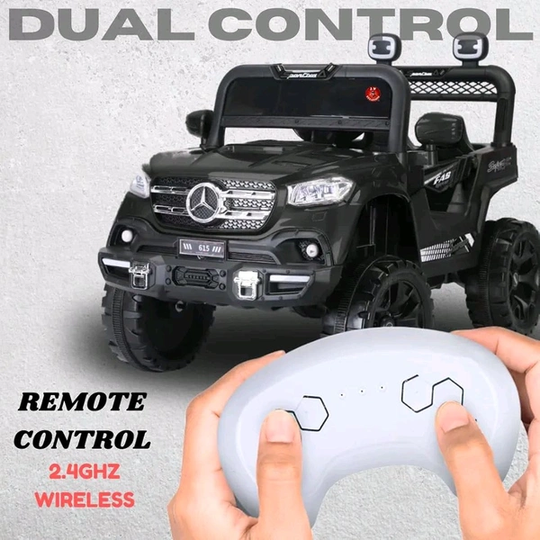 HOT GARAGE  12V Kids 4X4 Battery Operated Ride On Mercedes-617 Jeep with Windshield Light, Music & Remote Control (Black Painted)