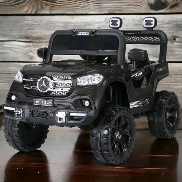 HOT GARAGE  12V Kids 4X4 Battery Operated Ride On Mercedes-617 Jeep with Windshield Light, Music & Remote Control (Black Painted)