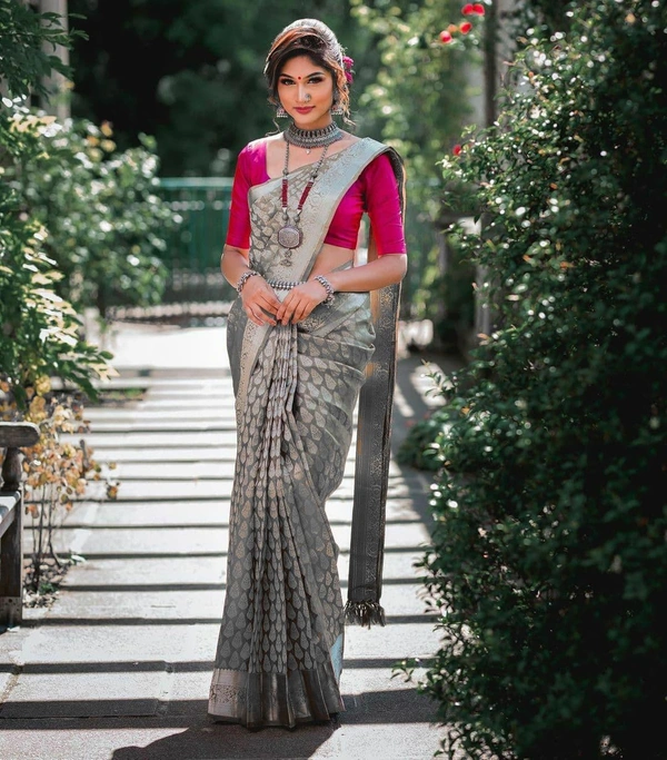 Fancy Jaquard Saree - Free Size