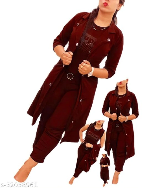 Women's 3 Piece Jumpsuit Dress With Shrug - Brown, M