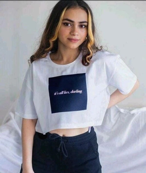 Boxy Letter Cropped Tee - cotton, S (Bust Size: 34 in, Length Size: 17 in)