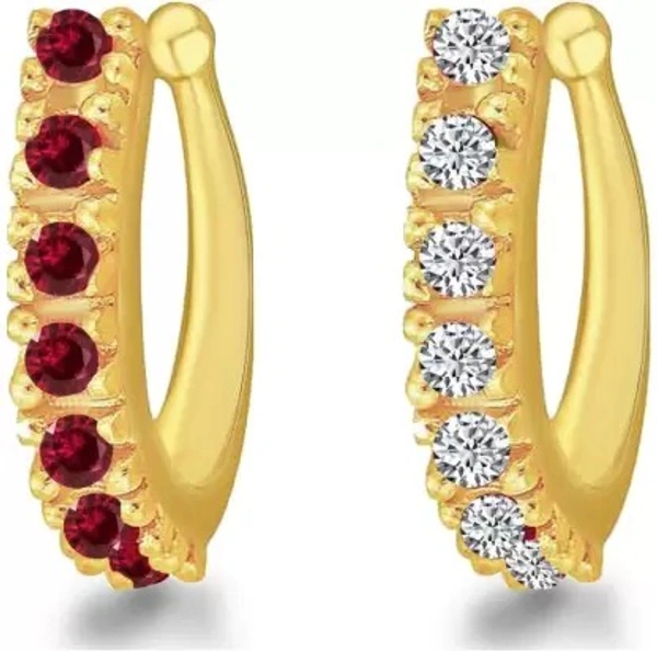 Plated Copper, Brass, Stone Nose Ring (Pack of 2) MEENAZ Cubic Zirconia, Diamond, Crystal Gold-plated Plated Copper, Brass, Stone Nose Ring (Pack of 2)