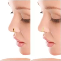 Plated Copper, Brass, Stone Nose Ring (Pack of 2) MEENAZ Cubic Zirconia, Diamond, Crystal Gold-plated Plated Copper, Brass, Stone Nose Ring (Pack of 2)