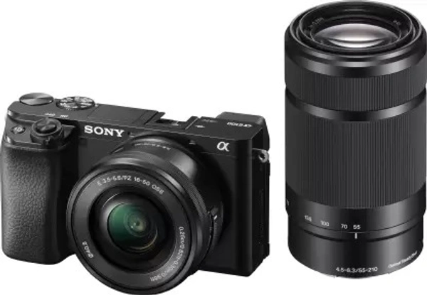 SONY Alpha ILCE-6100Y APS-C Mirrorless Camera with Dual Lens 16-50 mm & 55-210 mm Zoom Featuring Eye AF and 4K movie recording (Black) - Black, 24.2 MP