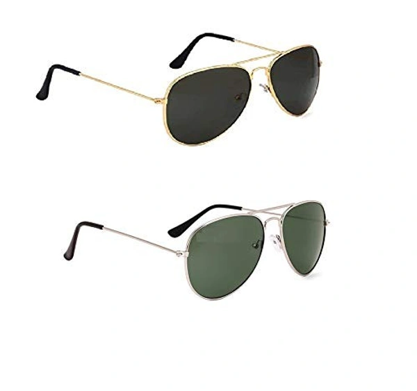 DEVEW यूनीसेक्स वयस्क एविएटर सनग्लास - Free Size, हरा काला