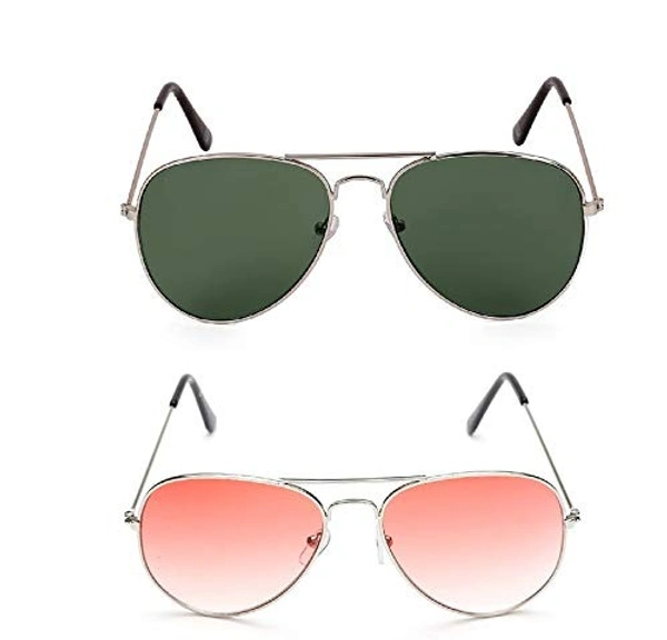 DEVEW यूनीसेक्स वयस्क एविएटर सनग्लास - Free Size, लाल हरा