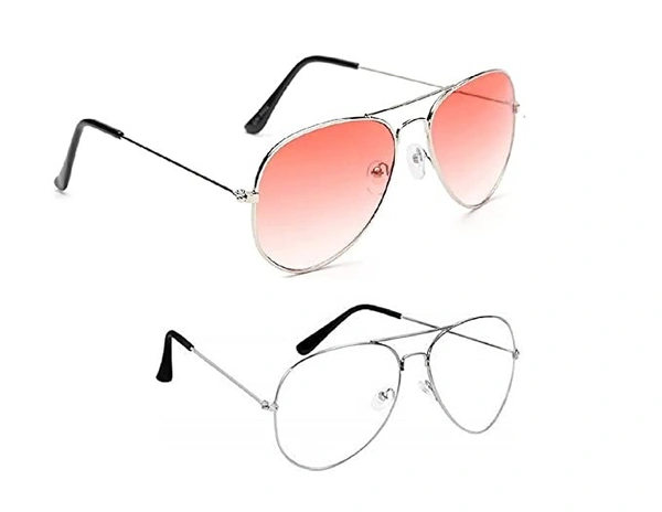 DEVEW यूनीसेक्स वयस्क एविएटर सनग्लास - Free Size, लाल स्पष्ट