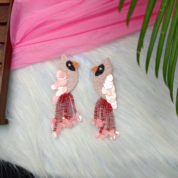 Handmade Pink Flamingo Earrings 