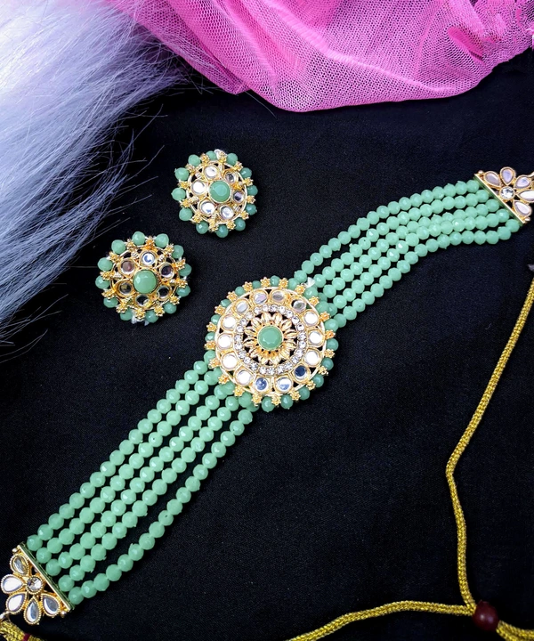 Sheesha Kundan Choker With Mini Studs