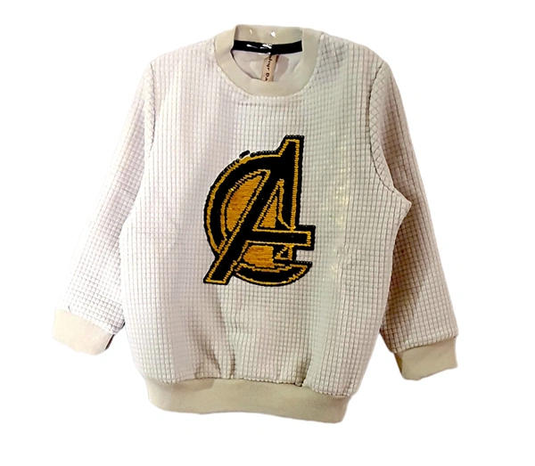 Sweatshirt For Boys - White, Waffle Cotton, 2-3 Y