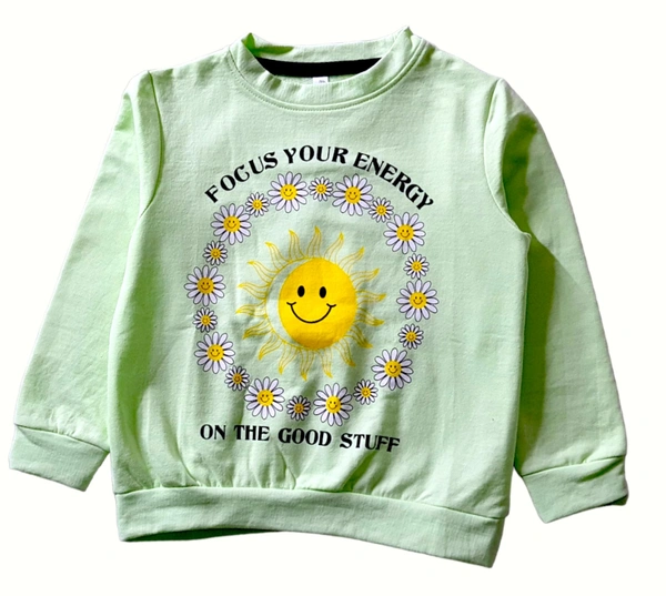 Kids Sweatshirt For Girls & Boys  - Pine Glade, Cotton Loopknit, 2-3 Y