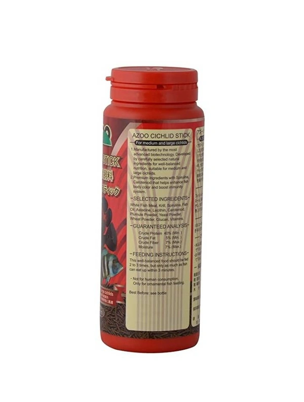 AZOO Chichlid Stick Food 125g/330ml, For Medium And Large Chichlid Fish - 125 GM