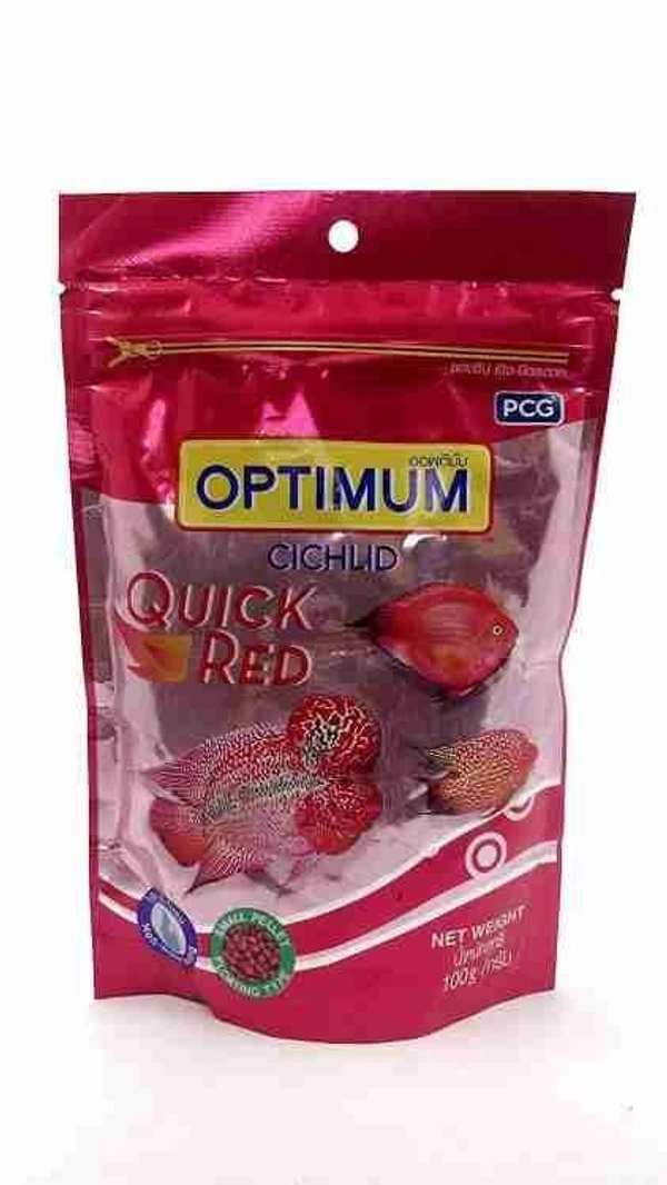 OPTIMUM QUICK RED FISH FOOD | SUITABLE FOR ALL CICHLID AND HORN FISH | LARGE PELLET - 100 GM