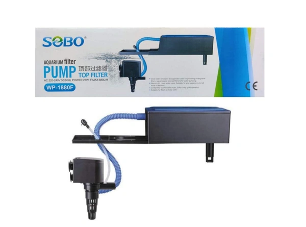 SOBO Top Filter WP-1880F For Aquarium |25 Watt, 880L/H|Free 1 Feet White Sponge - WP-1880F/25W