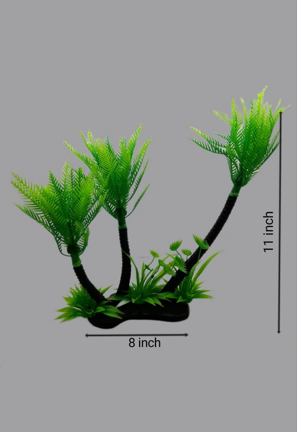 Artificial Coconut Tree | Aquarium And Home Decorative Item - Green, 12 Inch