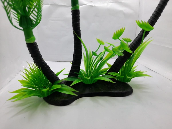 Artificial Coconut Tree | Aquarium And Home Decorative Item - Green, 12 Inch