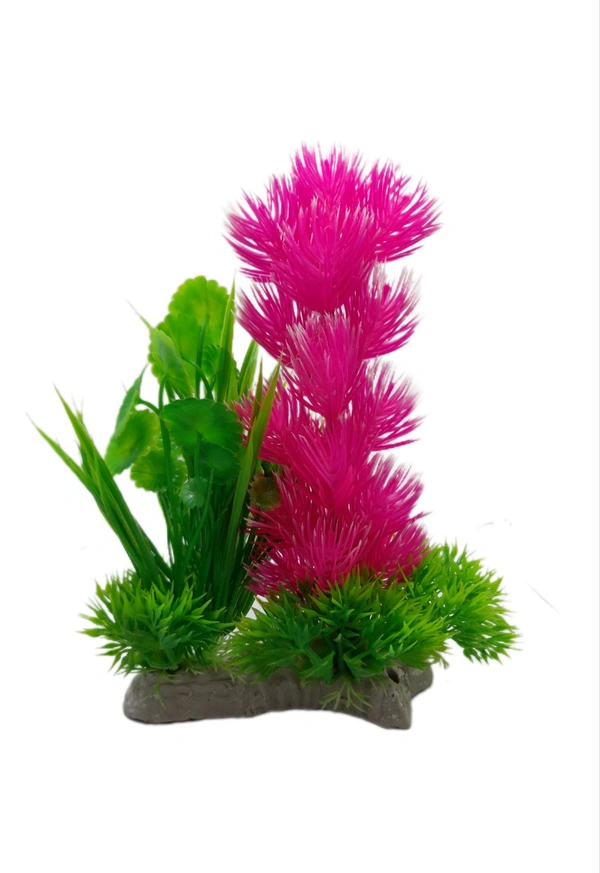 Artificial Plastic Made Showpiece Plant For Aquarium|Size: 8 Inch - 8 Inch