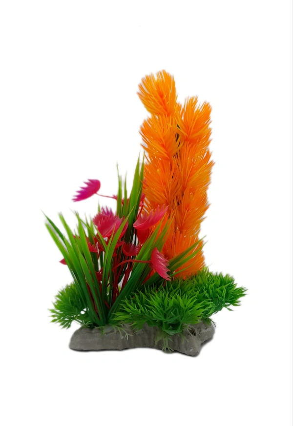 Artificial Plastic Made Showpiece Plant For Aquarium|Size: 8 Inch - 8 Inch