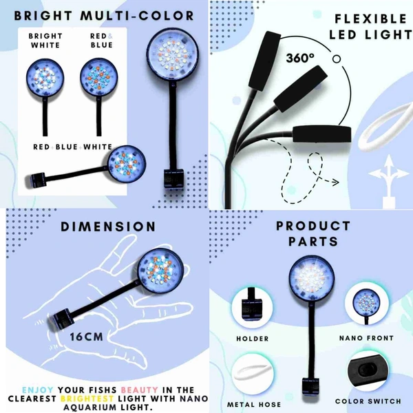 Multicolor Mini LED Clip Lamp|7 Watt - 7 Inch RGB