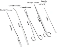 5 in 1 Stainless Steel Aquascaping Tools|Straight Tweezers|Curved Tweeezers|Straight Scissor|Curved Scissor|Spatula