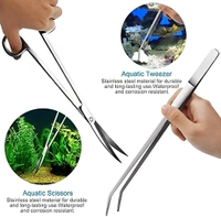 5 in 1 Stainless Steel Aquascaping Tools|Straight Tweezers|Curved Tweeezers|Straight Scissor|Curved Scissor|Spatula