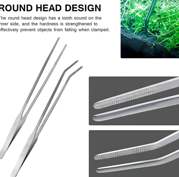 5 in 1 Stainless Steel Aquascaping Tools|Straight Tweezers|Curved Tweeezers|Straight Scissor|Curved Scissor|Spatula