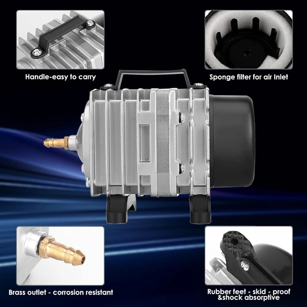 ACO-001 18W Electromagnetic Air Pump - High-Volume Oxygen Compressor & Aerator for Aquariums, Fish Farms, and Hydroponics - ACO 001, 18 Watt