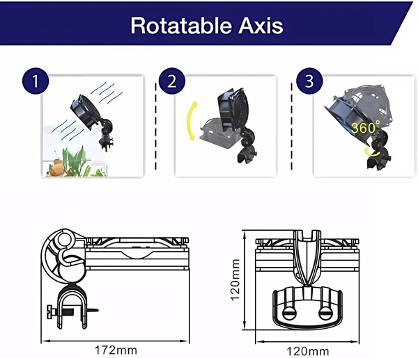 BOYU Aquarium Cooling Fan FS 120A – Powerful Clip-On Chiller for Tropical Tanks - FS 120A