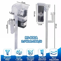 RS RS-800A Hang-On Aquarium Filter – 2.5W Silent 3-Stage Filtration | 280L/H with Surface Skimmer & Flow Control - 2.5W, RS 800A