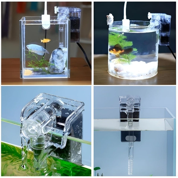 RS RS-800A Hang-On Aquarium Filter – 2.5W Silent 3-Stage Filtration | 280L/H with Surface Skimmer & Flow Control - 2.5W, RS 800A