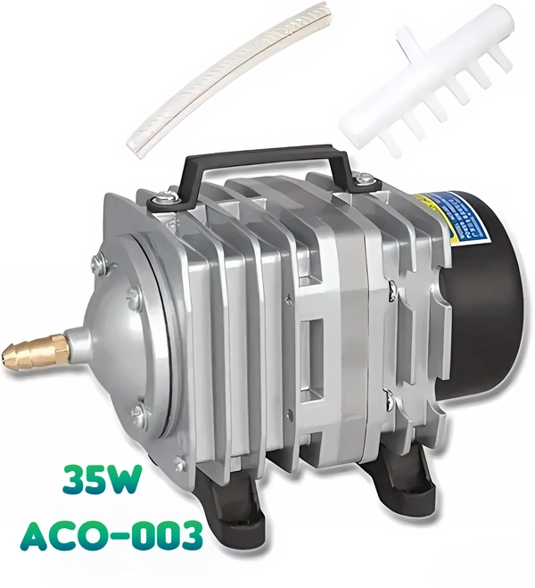 ACO-003 35W Electromagnetic Air Pump - Industrial High-Pressure Oxygen Compressor & Aerator for Large Aquariums, Fish Farms, and Hydroponics - ACO 003, 35 Watt