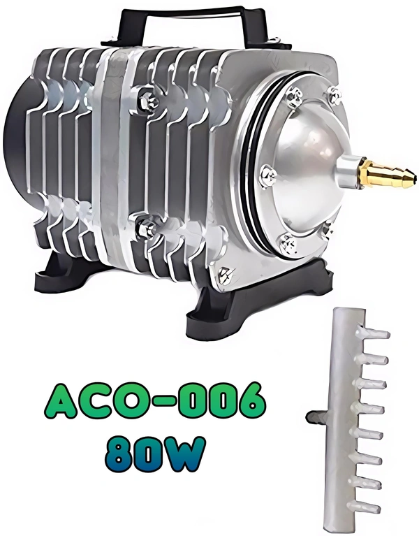 ACO-006 80W Electromagnetic Air Pump - Industrial-Grade Oxygen Compressor & Aerator for Large Scale Ponds, Fish Farms, and Hydroponics - ACO 006, 80 Watt