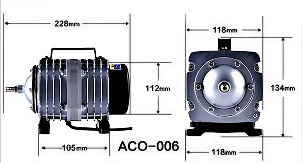 ACO-006 80W Electromagnetic Air Pump - Industrial-Grade Oxygen Compressor & Aerator for Large Scale Ponds, Fish Farms, and Hydroponics - ACO 006, 80 Watt