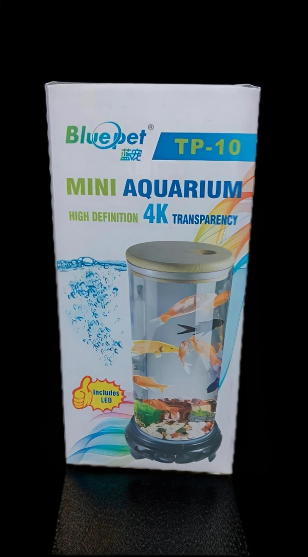 Blue Pet BluePet TP 10 Mini Aquarium – High Definition 4K Transparent Fish Tank with LED Light - TP 10