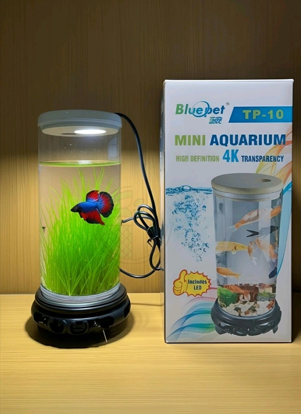 Blue Pet BluePet TP 10 Mini Aquarium – High Definition 4K Transparent Fish Tank with LED Light - TP 10