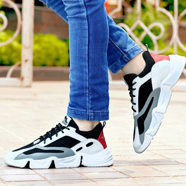 WAAN Walking Shoes For Men - 6, ₹40/-, Black & Red