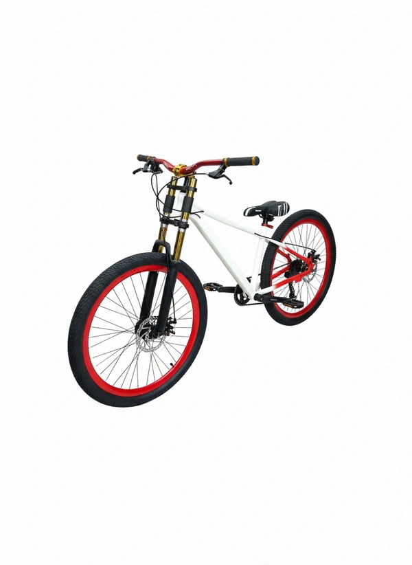 Custom Build mtb stunt cycle White and Red combination with Alloy-steel body